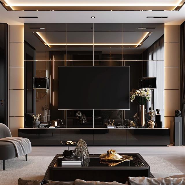 آینه کاری تی وی روم TV Room